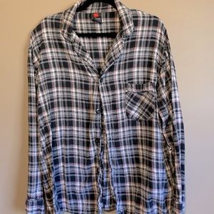 Black flannel button-down